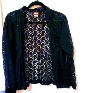 Black laced flora cardigan by Tudor Court